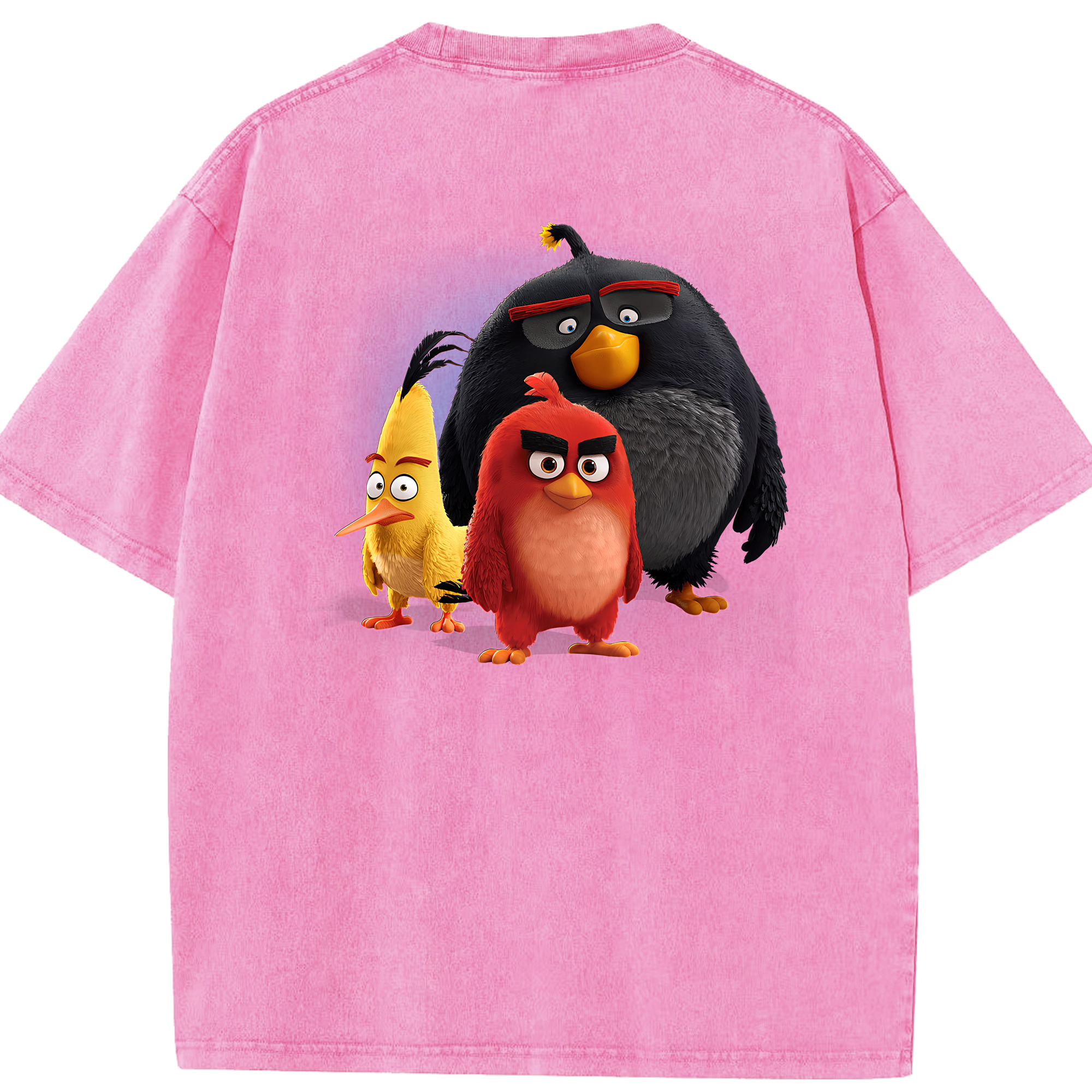（画像用） Angry Birds アングリーバード 綿100% ヴィンテージ風 半袖Tシャツ（背面プリント）